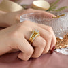 Luxury Round Cut Gold Wedding Ring Set Bridal Ring Set in Sterling Silver