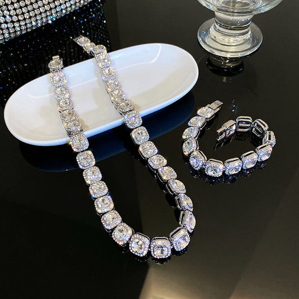 Fashion Square Shape Stone Necklace
