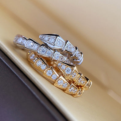 Pave Snake Design Adjustable Ring