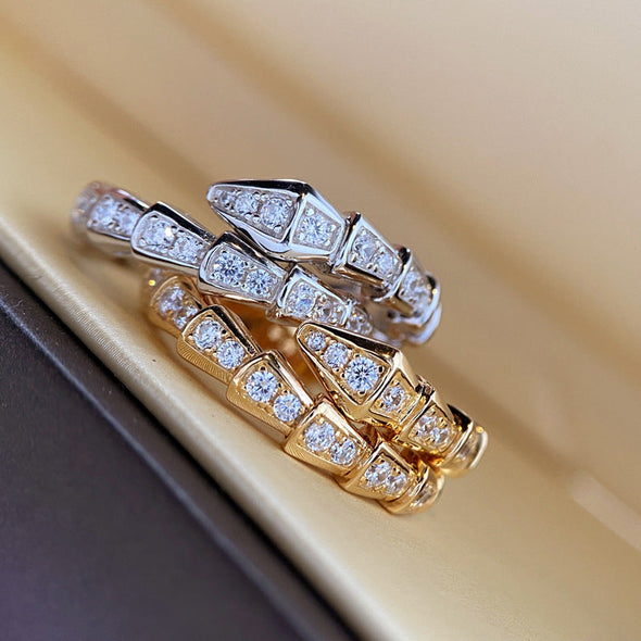 Pave Snake Design Adjustable Ring