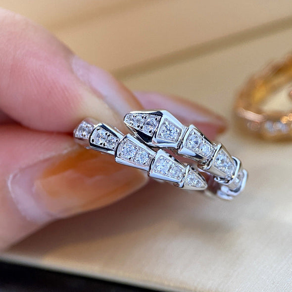 Pave Snake Design Adjustable Ring