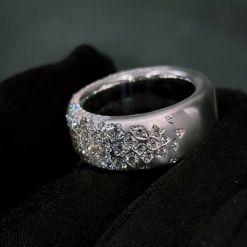 Handmade 7ctw Round Cut White Sapphire Pave Set Men's Band Ring