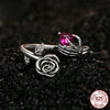 Halloween Rose ‌‌skeleton Heart Sterling Silver Open Ring