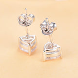Heart Cut Sterling Silver Stud Earrings