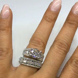 2PCS Round Cut With Round Pave Ring Set in Sterling Silver