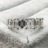 Cushion Cut 4 Prong Eternity 925 Sterling Silver Bridal Set