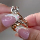 Vintage Engraved Oval Cut Milgrain Sterling Silver Bridal Ring Set