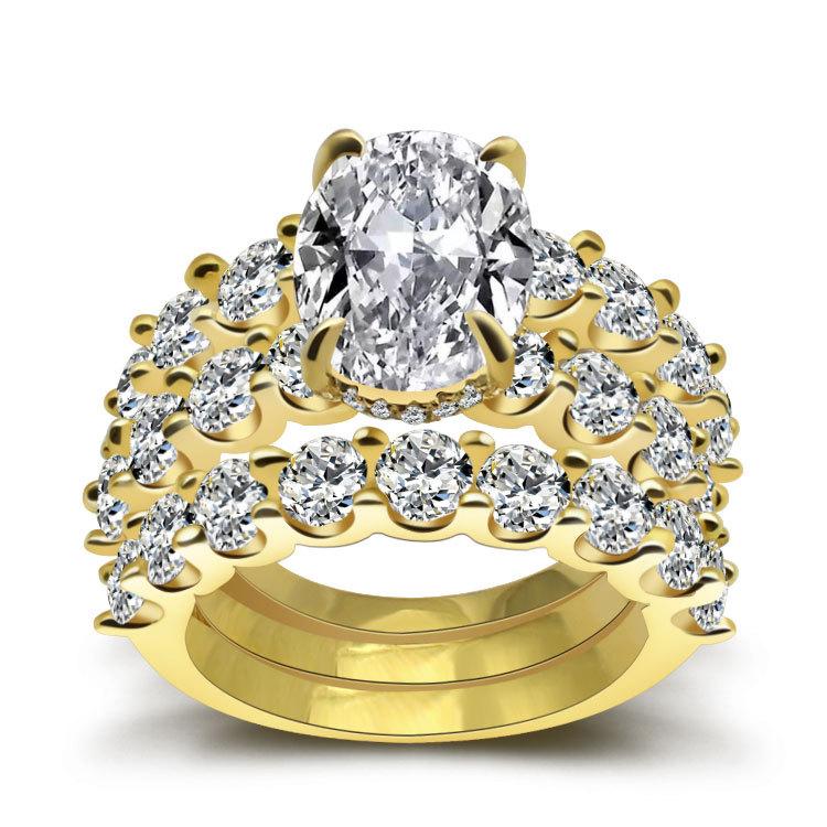 Oval Cut Bridal Set with Half-Eternity Band