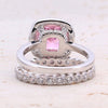 3.5ct Cushion Cut Halo Multi Color Sterling Silver Bridal Set