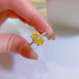 Vintage Yellow Oval Cut Sterling Silver Engagement Ring
