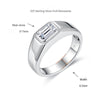 1.0CT Emerald Cut Moissanite Silver Men's Ring Band