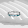 2PCS Round Cut Paraiba Tourmaline Bridal Set Rings in Sterling Silver