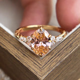 2.5 Carat Padparadscha Oval Cut Engagement Ring in Sterling Silver