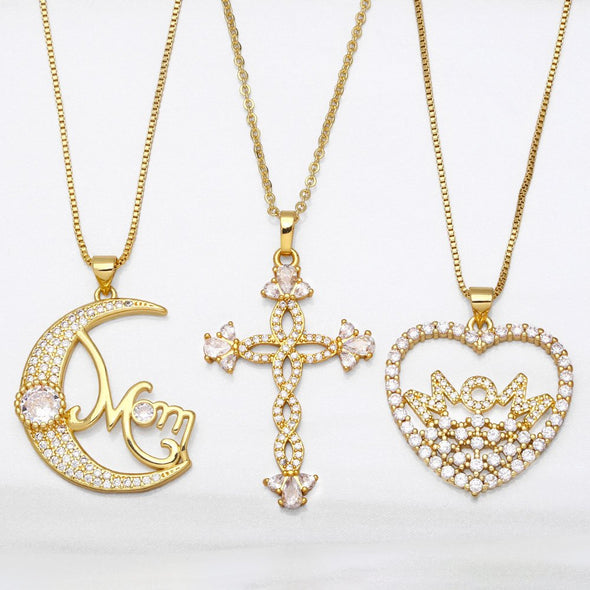 Vintage 'Mother's Day' Golden Tone Pendant Necklace