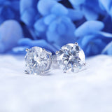 Classic 4 Prong Round Cut D Color Moissanite Stud Earrings