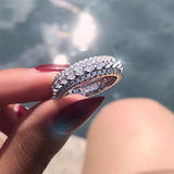 Eternity Round Cut Triple-Row Wedding Band In Sterling Silver
