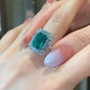 Vintage Green Emerald Cut 925 Sterling Silver Engagement Ring