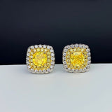 Sparkling Halo Cushion Cut Stud Earrings
