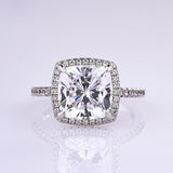 3.2 Carat Cushion Cut Halo Engagement Ring In Sterling Silver