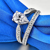 1.5ct Pear Cut 18K White Gold Plated Ring