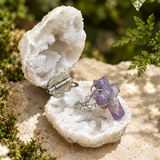 Mystic Raw Amethyst Cross Crystal Ring