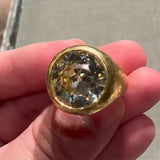 Vintage 8ct Round Cut White Sapphire Yellow Gold Handmade Men's Ring