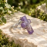 Mystic Raw Amethyst Cross Crystal Ring