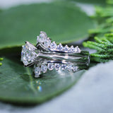 Classic Round Cut Enhancer Wedding Bridal Set In Sterling Silver