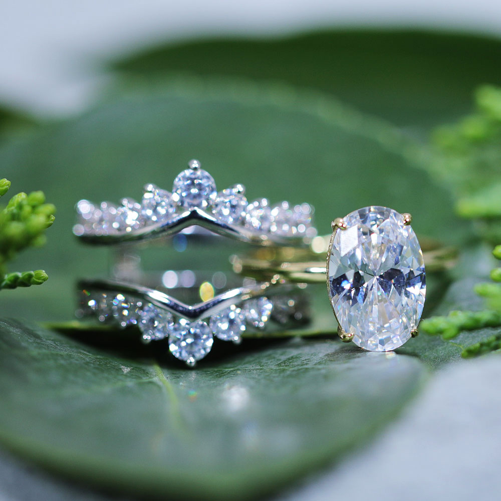 2 Pcs Oval Cut Enhancer Wedding Bridal Set