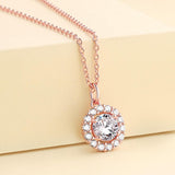 Round Cut Halo Pendant Necklace
