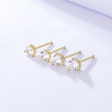 3 Prog Stud Earrings in Sterling Silver