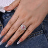 Stunning Double Halo Oval Cut Pink Sterling Silver Engagement Ring