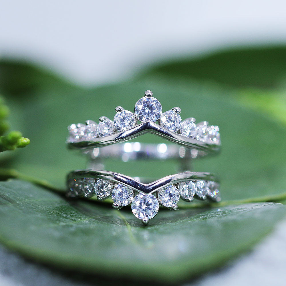 Crown-Shaped Sterling Silver Enhancer Band For Women