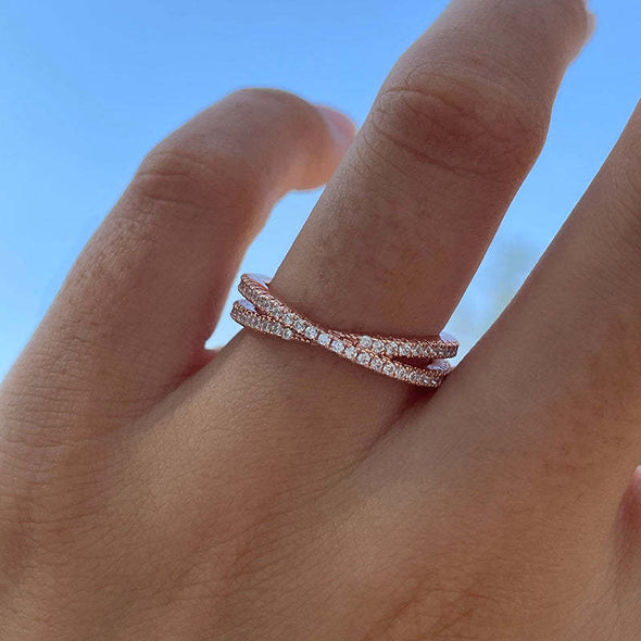 Classic X Criss Cross Wedding Band In Sterling Silver