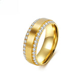 Men's Double Row Sparkling Band Ring in Gold Tone