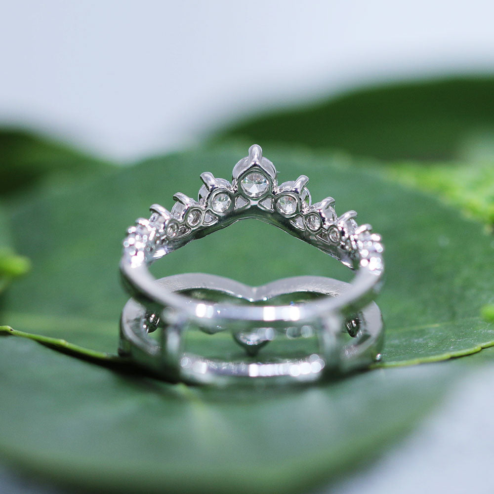 Crown-Shaped Sterling Silver Enhancer Band For Women