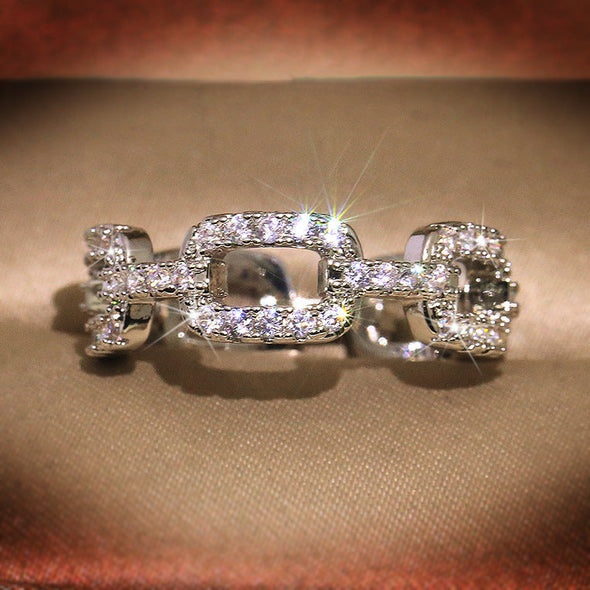 Silver Plated Dainty Trendy Link Ring