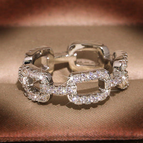 Silver Plated Dainty Trendy Link Ring