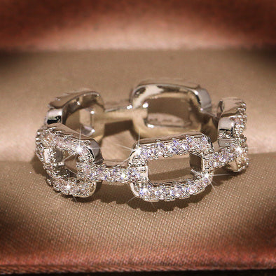 Silver Plated Dainty Trendy Link Ring