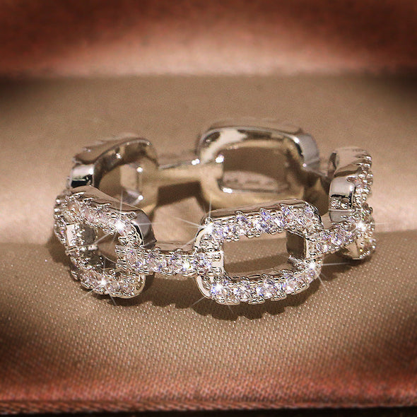 Silver Plated Dainty Trendy Link Ring