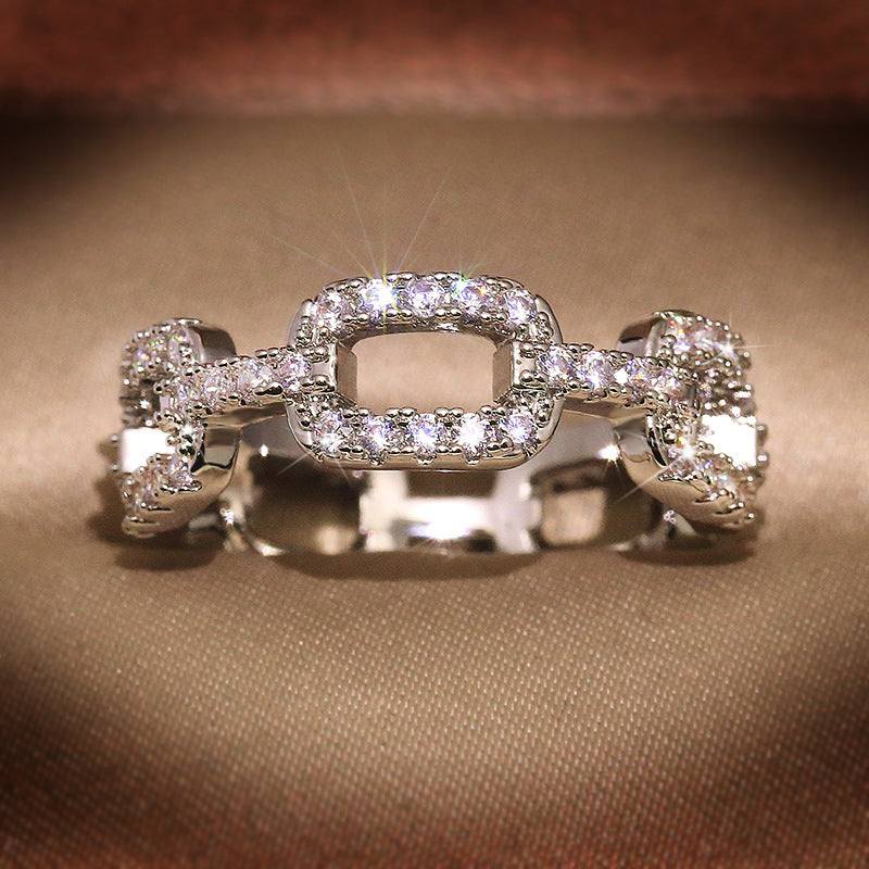 Silver Plated Dainty Trendy Link Ring