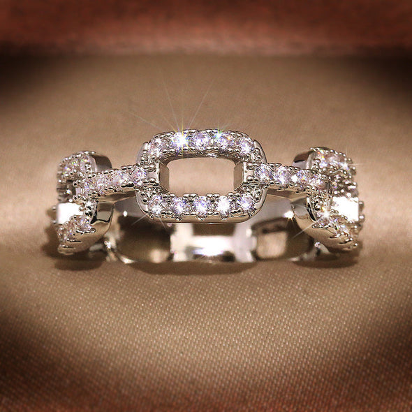 Silver Plated Dainty Trendy Link Ring