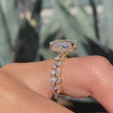 Unique Design Emerald Cut Sterling Silver Bridal Set In Golden Tone
