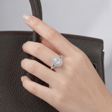 1 Carat D Color Oval Cut Moissanite Double Halo Sterling Silver Engagement Ring