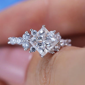 ShineofDiamond Retro Design Princess Cut Moissanite Ring