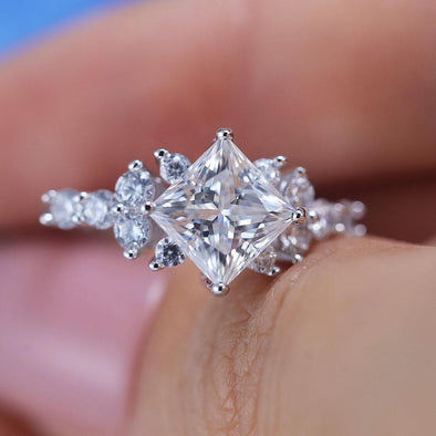 ShineofDiamond Retro Design Princess Cut Moissanite Ring