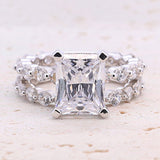 Classic 4.0ct Princess Cut Sterling Silver Engagement Ring Set