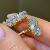 2Pcs Oval Cut Bridal Ring Sets in 925 Sterling Silver