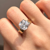 Stunning 2Pcs Cushion Cut Sterling Silver Bridal Set In Golden Tone