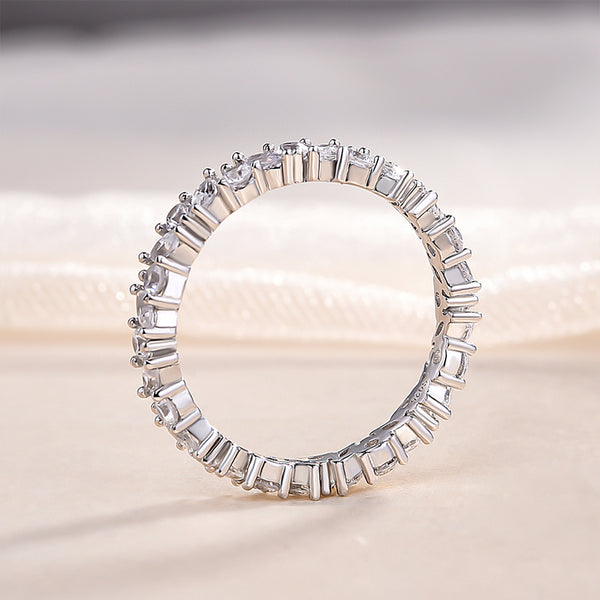 Marquise Cut & Round Cut Crossed Wedding Band In Sterling Silver